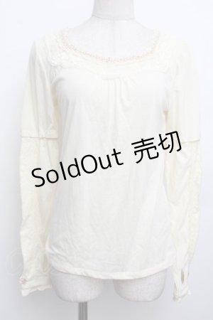 画像: axes femme / レース配色Tシャツ  オフ S-26-01-15-009-AX-TO-AS-ZS