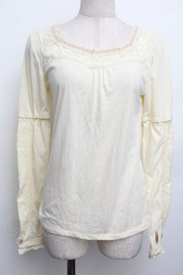 画像1: axes femme / レース配色Tシャツ  オフ S-26-01-15-009-AX-TO-AS-ZS (1)