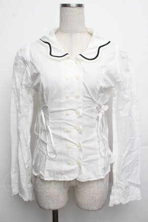 画像: PEACE NOW / 編み上げブラウス  白 S-26-01-15-011-PU-BL-AS-ZS