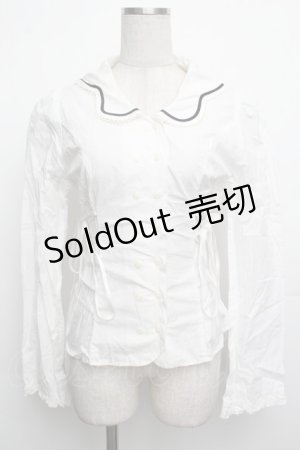 画像: PEACE NOW / 編み上げブラウス  白 S-26-01-15-011-PU-BL-AS-ZS