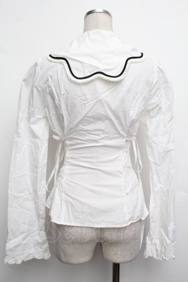 画像2: PEACE NOW / 編み上げブラウス  白 S-26-01-15-011-PU-BL-AS-ZS (2)