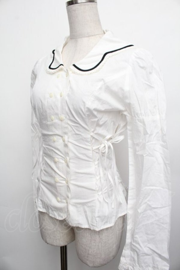 画像4: PEACE NOW / 編み上げブラウス  白 S-26-01-15-011-PU-BL-AS-ZS (4)