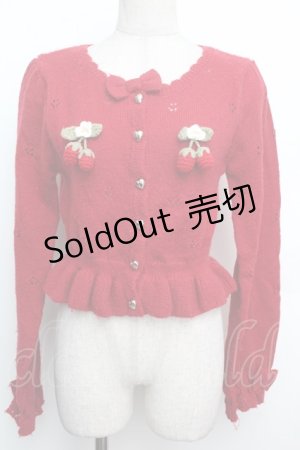 画像: axes femme kawaii / 苺の編みぐるみニットカーデ  赤 S-26-01-15-017-AX-TO-HR-ZS