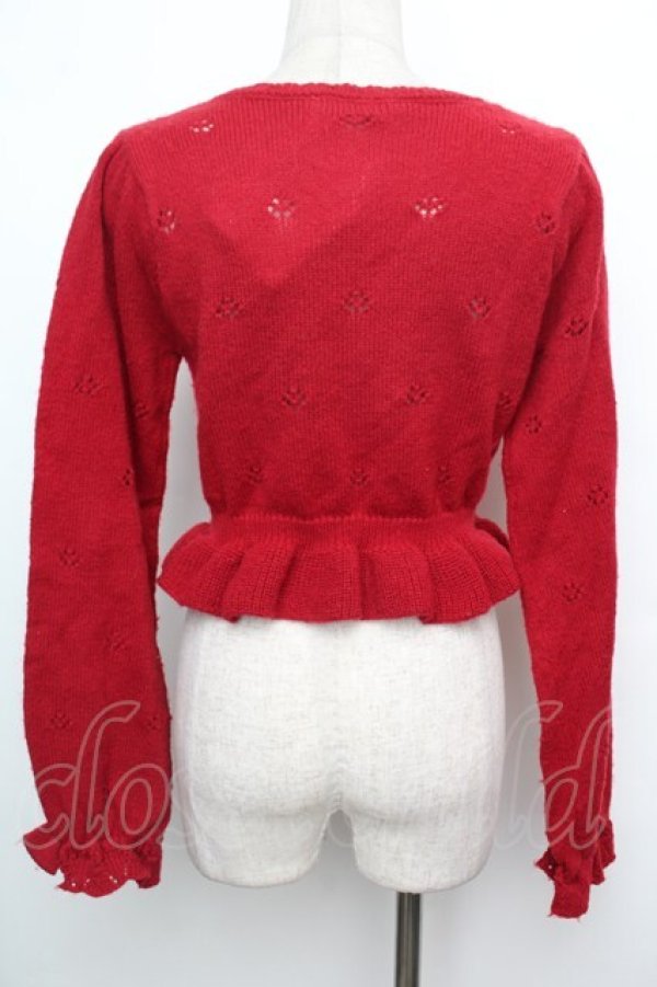画像2: axes femme kawaii / 苺の編みぐるみニットカーデ  赤 S-26-01-15-017-AX-TO-HR-ZS (2)
