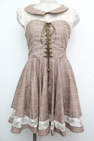 画像: LIZ LISA / グレンチェックワンピース  ブラウン S-26-01-15-020-LO-OP-AS-ZS