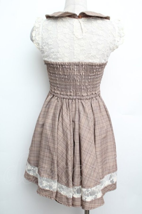 画像2: LIZ LISA / グレンチェックワンピース  ブラウン S-26-01-15-020-LO-OP-AS-ZS (2)