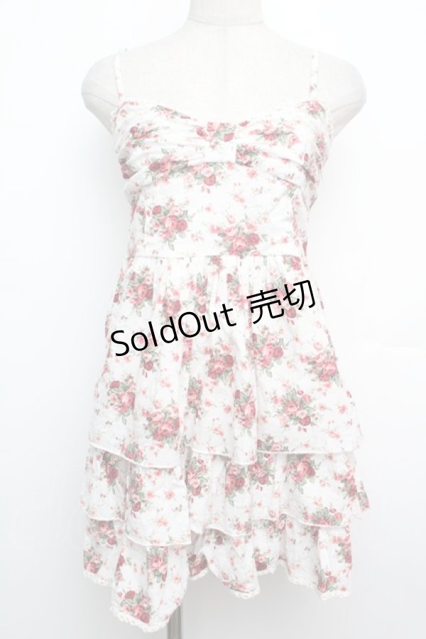 画像1: LIZ LISA / ローズブーケキャミワンピース  白ｘ赤 S-26-01-15-021-LO-OP-AS-ZS (1)