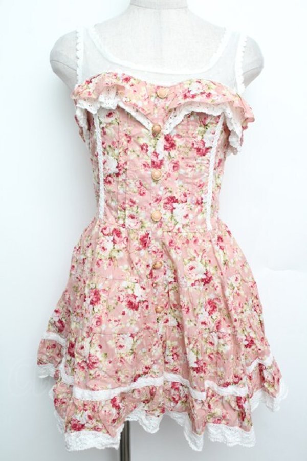 画像1: LIZ LISA / ローズブーケキャミワンピース  ピンク S-26-01-15-022-LO-OP-AS-ZS (1)