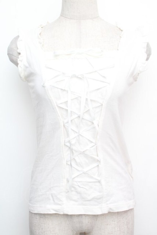 画像1: PEACE NOW / レースアップタンクトップ  白 S-26-01-15-027-PU-TO-AS-ZS (1)