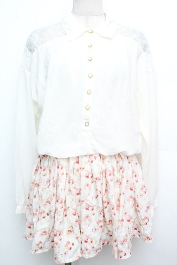 画像1: LIZ LISA / フラワー切り替えワンピース  オフ S-26-01-15-031-LO-OP-AS-ZS (1)