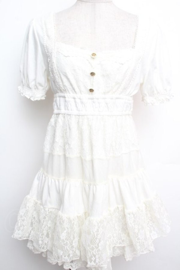 画像1: LIZ LISA / レース切替ワンピース  白 S-26-01-15-038-LO-OP-AS-ZS (1)
