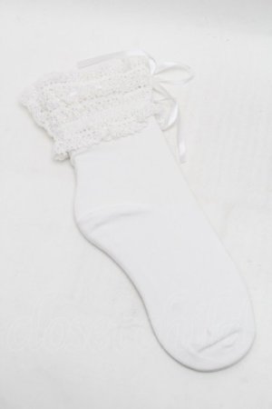 画像: axes femme / ハシゴレースｘリボンソックス  白 S-26-01-16-005-AX-ZA-HR-ZS