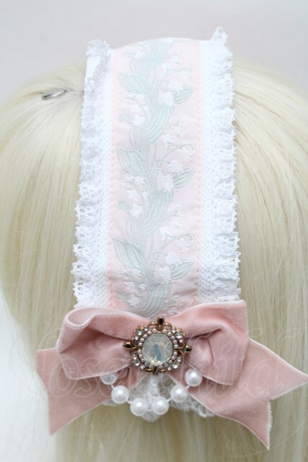 画像2: Triple fortune / /すずらん刺繍ヘッドドレス  ピンク S-26-01-16-027-EL-AC-HR-ZS (2)