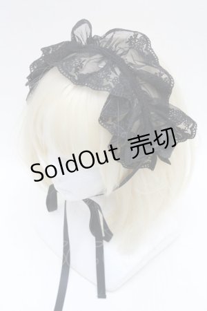 画像: ATELIER PIERROT / レースリボンヘッドドレス  黒 S-26-01-16-031-EL-AC-AS-ZS