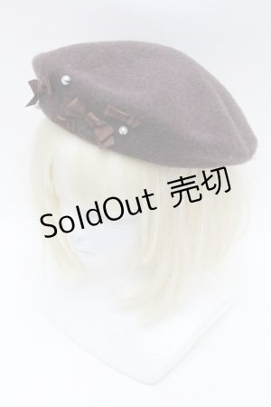 画像: m petit by misako / AMミニリボンバスクベレー  ブラウン S-26-01-16-035-LO-AC-HR-ZT208