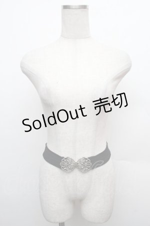 画像: axes femme / ビジューモチーフゴムベルト  シルバー×黒 S-26-01-16-040-AX-BL-TE-ZS