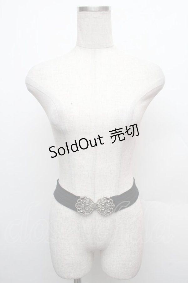 画像1: axes femme / ビジューモチーフゴムベルト  シルバー×黒 S-26-01-16-040-AX-BL-TE-ZS (1)