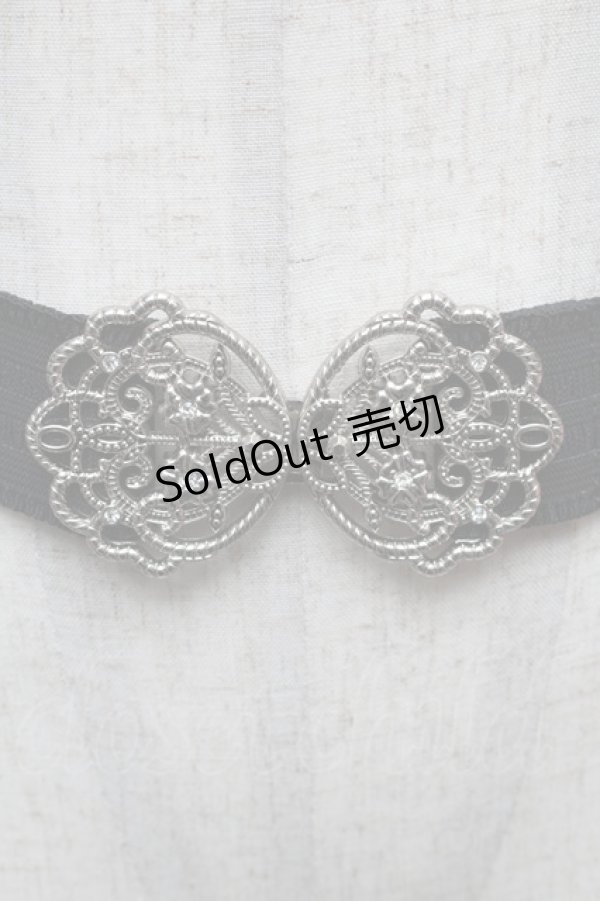 画像2: axes femme / ビジューモチーフゴムベルト  シルバー×黒 S-26-01-16-040-AX-BL-TE-ZS (2)