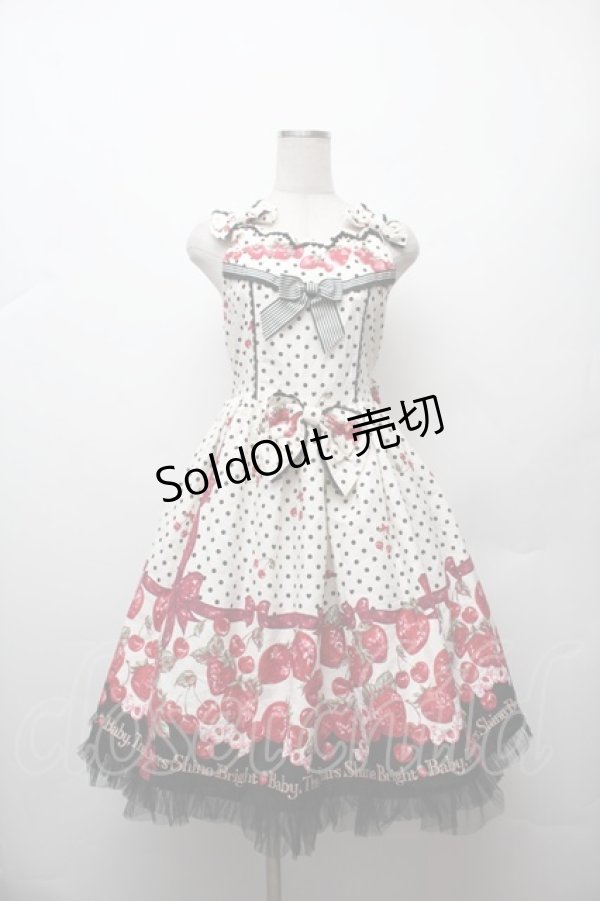 画像1: BABY,THE STARS SHINE BRIGHT / いちごみるくなStrawberry Daysチュチュジャンパースカート  白 S-26-01-17-043-BA-OP-AS-ZS (1)