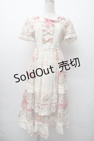 画像: B.Dolly / 花柄パッチワークワンピース  ピンクｘオフ S-26-01-17-046-LO-OP-HR-ZS