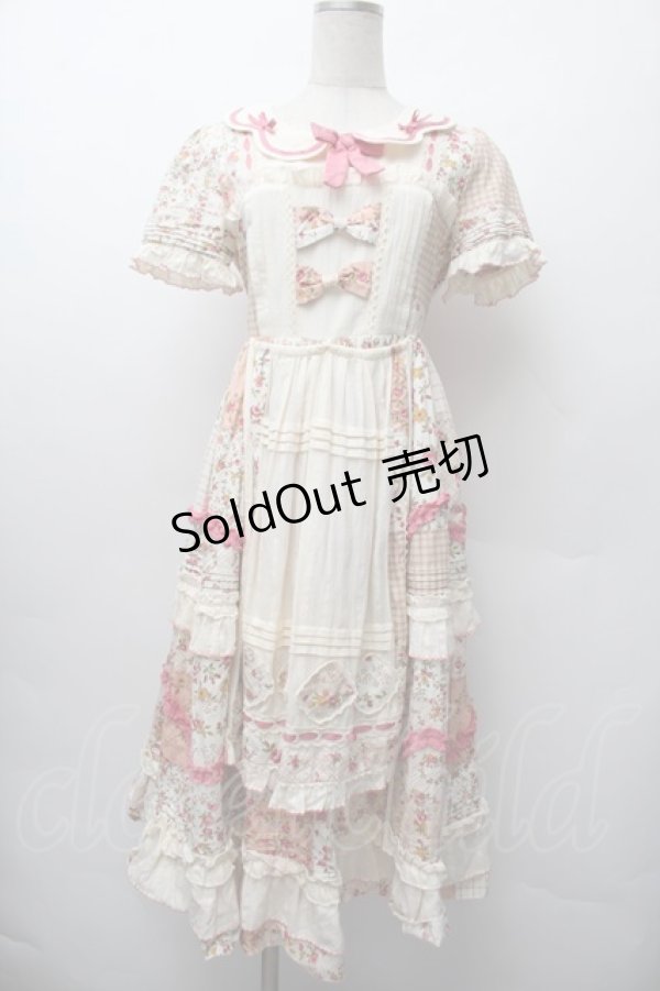 画像1: B.Dolly / 花柄パッチワークワンピース  ピンクｘオフ S-26-01-17-046-LO-OP-HR-ZS (1)