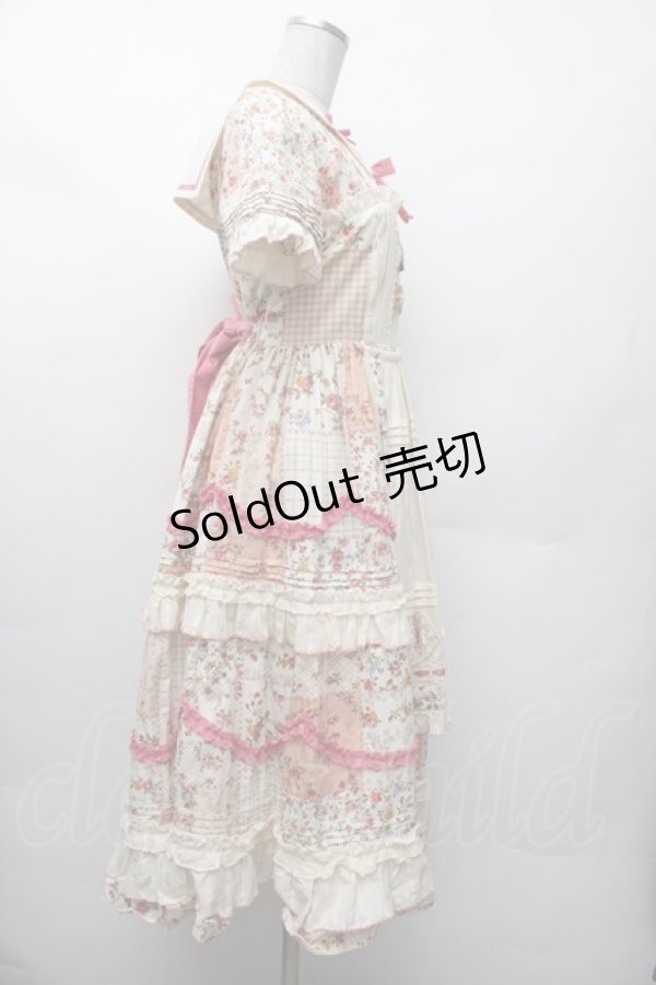 画像2: B.Dolly / 花柄パッチワークワンピース  ピンクｘオフ S-26-01-17-046-LO-OP-HR-ZS (2)