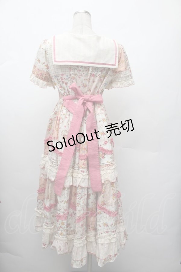 画像3: B.Dolly / 花柄パッチワークワンピース  ピンクｘオフ S-26-01-17-046-LO-OP-HR-ZS (3)