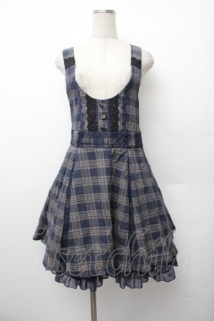 画像: axes femme / チェック柄ジャンドレ  紺 S-26-01-17-047-AX-OP-HR-ZS