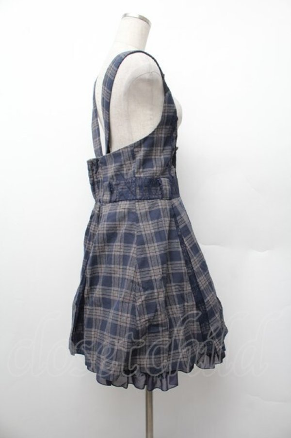 画像2: axes femme / チェック柄ジャンドレ  紺 S-26-01-17-047-AX-OP-HR-ZS (2)