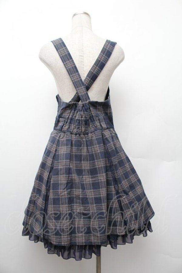 画像3: axes femme / チェック柄ジャンドレ  紺 S-26-01-17-047-AX-OP-HR-ZS (3)