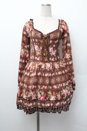 画像: LIZ LISA / 花柄ニットチュニック  ブラウン S-26-01-17-056-LO-TO-HR-ZS