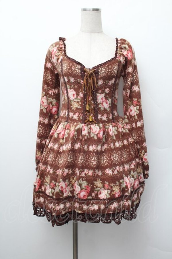 画像1: LIZ LISA / 花柄ニットチュニック  ブラウン S-26-01-17-056-LO-TO-HR-ZS (1)