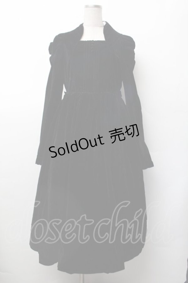 画像1: axes femme kawaii / クラシカルベロアワンピース  黒 S-26-01-17-058-AX-OP-AS-ZS (1)