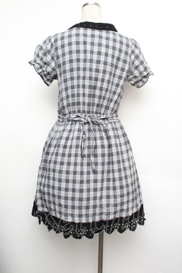 画像3: axes femme / 裾レースチェックワンピース  ブルー S-26-01-17-059-AX-PA-HR-ZS (3)