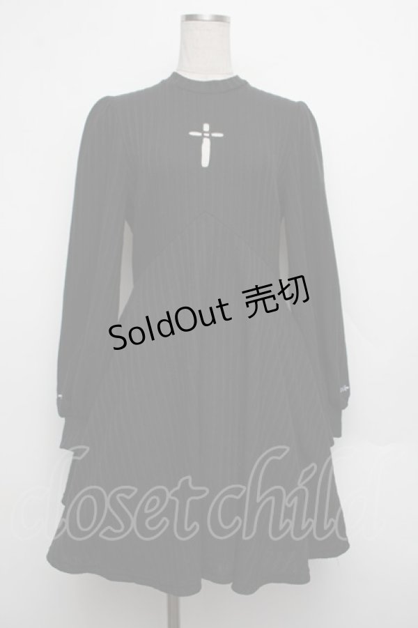 画像1: NieR Clothing / クロスニットワンピース  黒 S-26-01-17-065-PU-OP-HR-ZS (1)