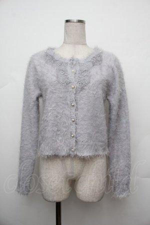 画像: axes femme / ローズレースシャギーカーディガン  グレー S-26-01-17-015-AX-TO-HR-ZS