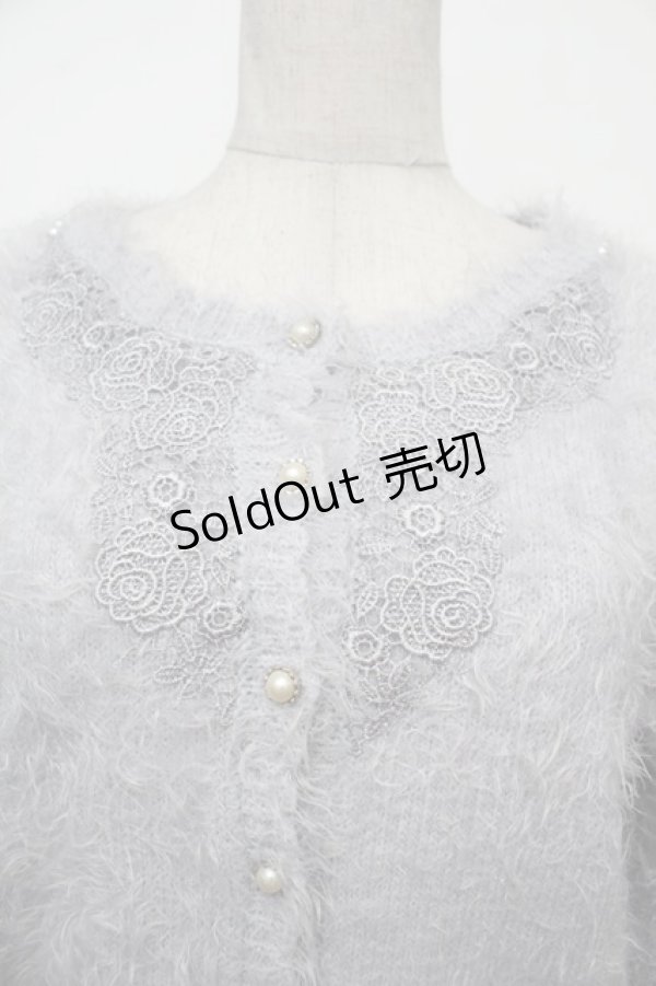 画像3: axes femme / ローズレースシャギーカーディガン  グレー S-26-01-17-015-AX-TO-HR-ZS (3)