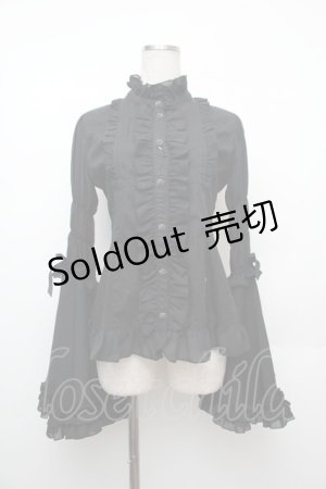 画像: ATELIER PIERROT / スタンドカラー姫袖ブラウス  黒 S-26-01-17-018-EL-BL-AS-ZS