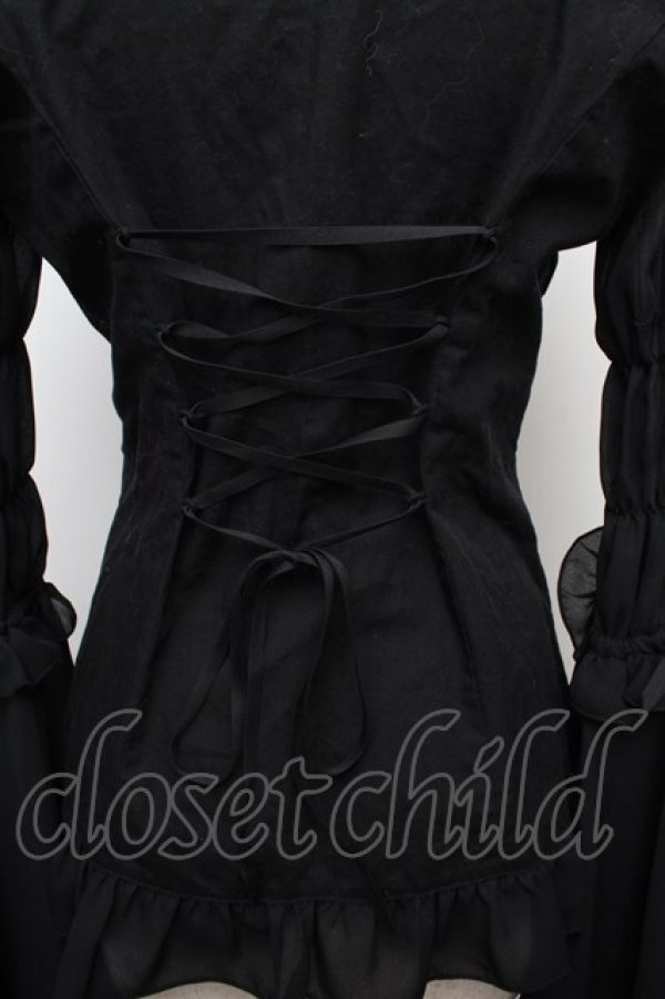 画像3: ATELIER PIERROT / スタンドカラー姫袖ブラウス  黒 S-26-01-17-018-EL-BL-AS-ZS (3)