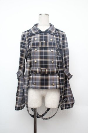 画像: ALICE and the PIRATES / タータンチェック柄ハーネスベルト付きオーバーシャツ  グレー S-26-01-17-021-PA-BL-AS-ZS