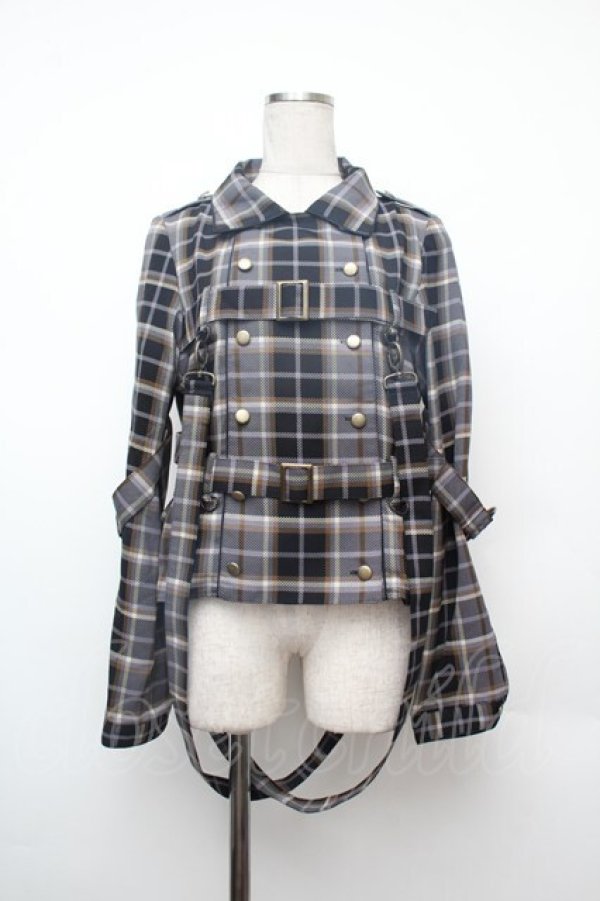 画像1: ALICE and the PIRATES / タータンチェック柄ハーネスベルト付きオーバーシャツ  グレー S-26-01-17-021-PA-BL-AS-ZS (1)