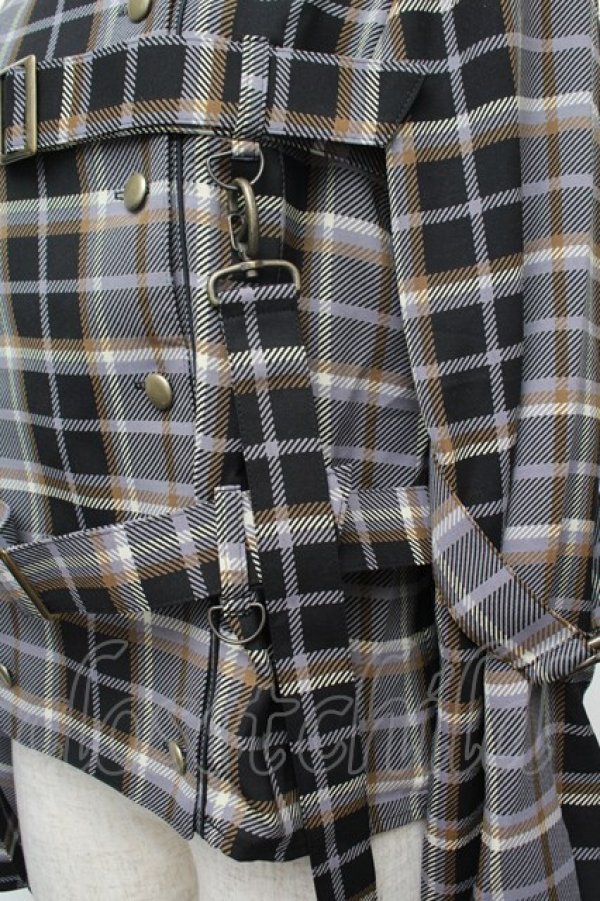 画像4: ALICE and the PIRATES / タータンチェック柄ハーネスベルト付きオーバーシャツ  グレー S-26-01-17-021-PA-BL-AS-ZS (4)