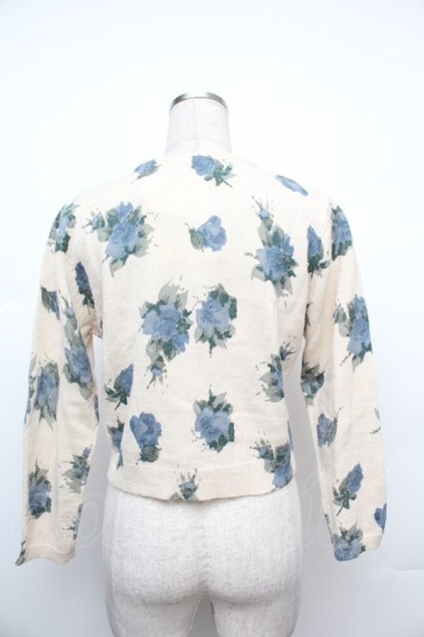 画像2: an another angelus / ローズ柄ニットカーディガン  オフｘ青 S-26-01-17-022-CA-TO-AS-ZS (2)