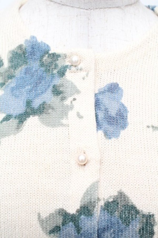 画像3: an another angelus / ローズ柄ニットカーディガン  オフｘ青 S-26-01-17-022-CA-TO-AS-ZS (3)