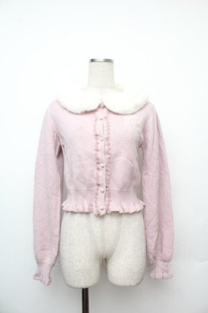 画像: axes femme kawaii / ファーティペットニットカーデ  ピンク S-26-01-17-024-AX-TO-HR-ZS