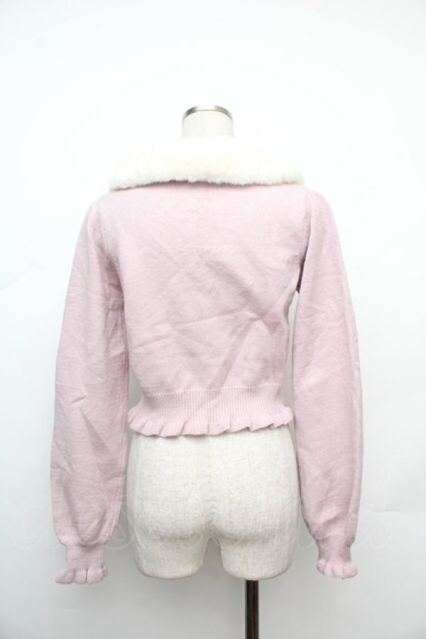 画像2: axes femme kawaii / ファーティペットニットカーデ  ピンク S-26-01-17-024-AX-TO-HR-ZS (2)