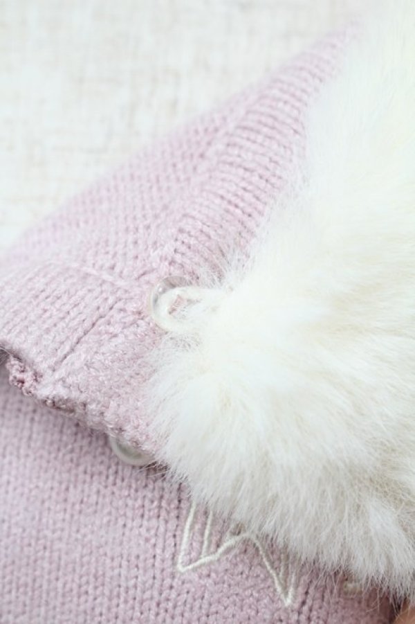 画像4: axes femme kawaii / ファーティペットニットカーデ  ピンク S-26-01-17-024-AX-TO-HR-ZS (4)