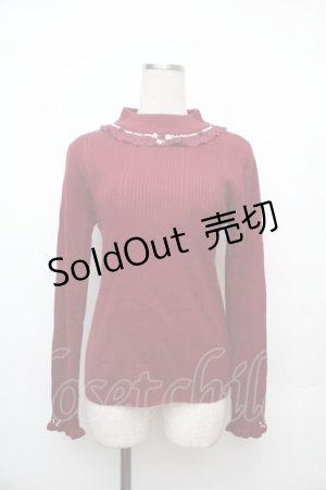 画像: axes femme / バラボトルネックニットプルオーバー  ワイン S-26-01-17-026-AX-TO-HR-ZS