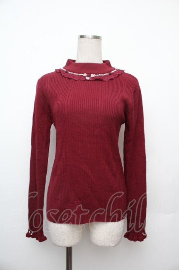 画像1: axes femme / バラボトルネックニットプルオーバー  ワイン S-26-01-17-026-AX-TO-HR-ZS (1)