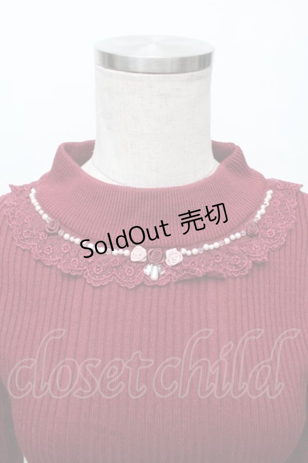 画像4: axes femme / バラボトルネックニットプルオーバー  ワイン S-26-01-17-026-AX-TO-HR-ZS (4)